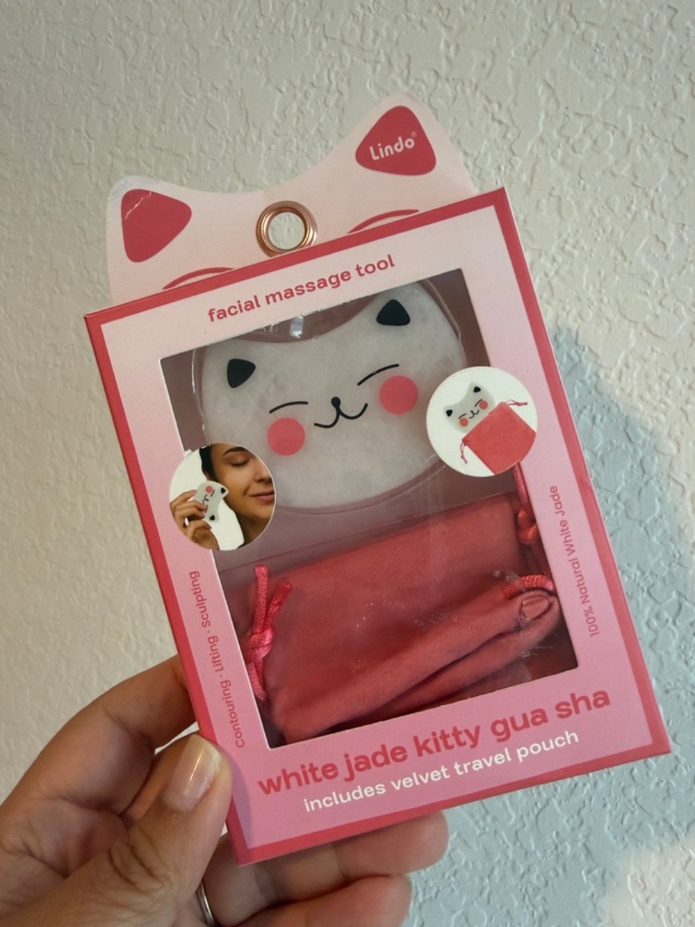 Lindo White Jade Kitty Gua Sha - Facial Massage Tool